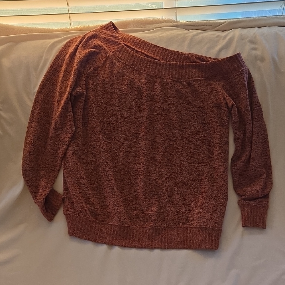 Torrid Women's Off-Shoulder Sweater - Salmon/black